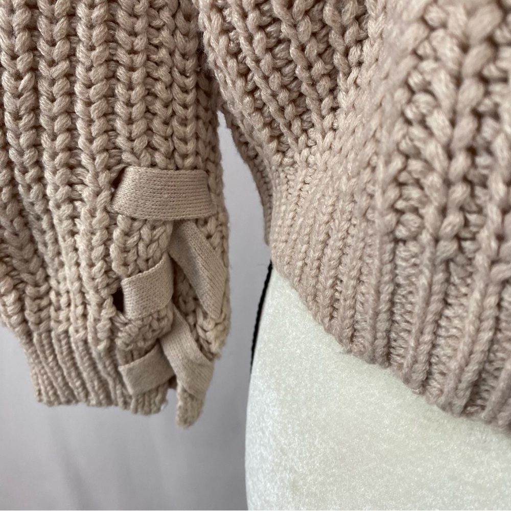 Witty Fox Young Contemporary Taupe Chunky Knit Cropped Sweater Size M #0702 - Picture 4 of 9